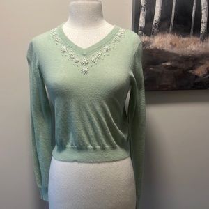Zara v neck pearl lined sweater
